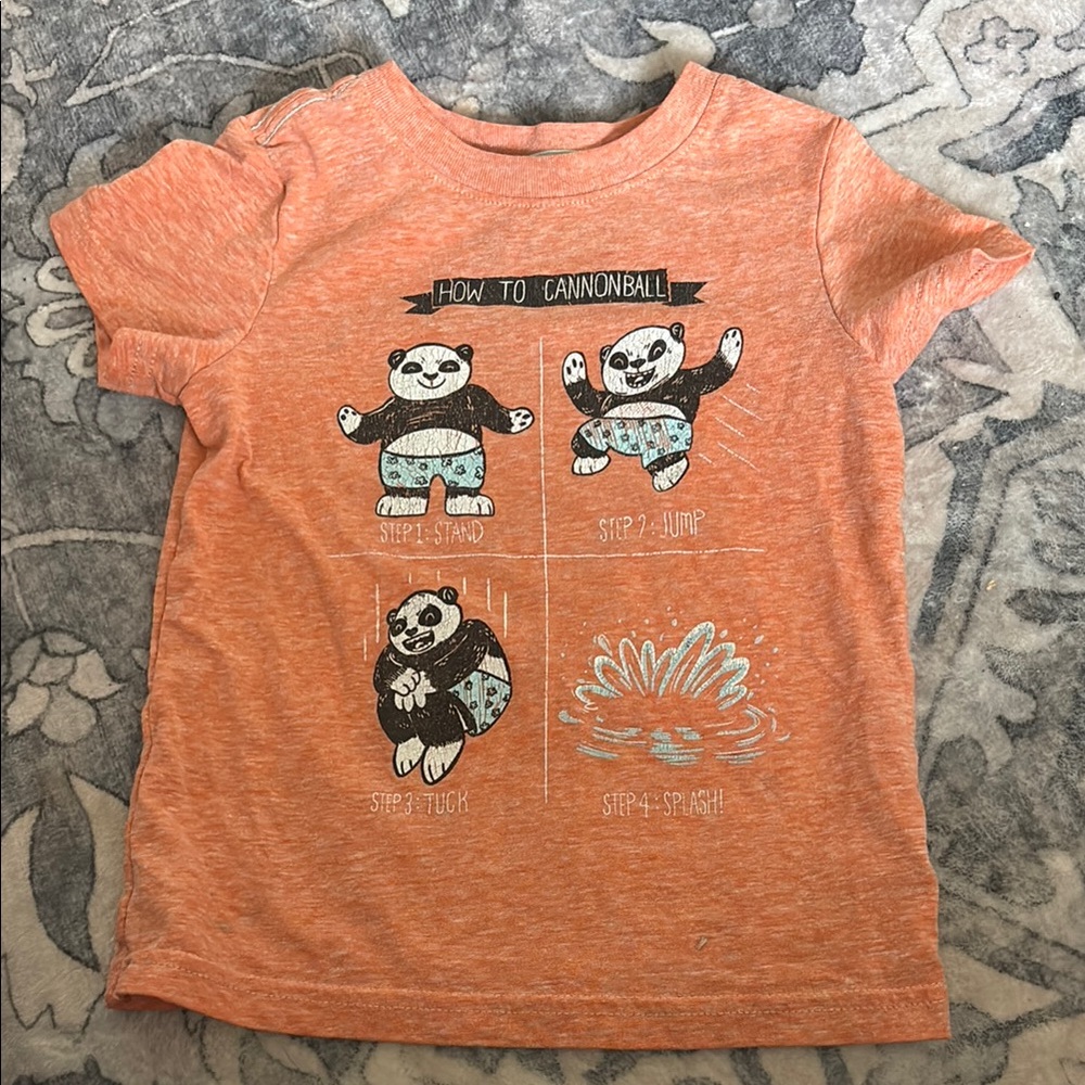 Cat & Jack Orange Short Sleeve Tee with Panda Design